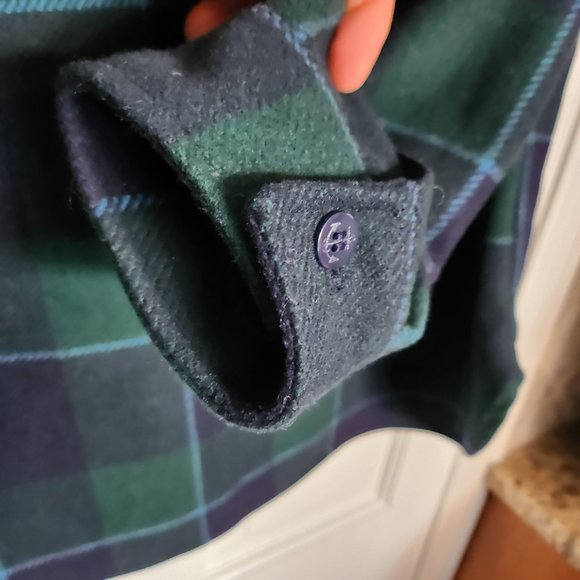 J Crew Wool Shirt - Large - Navy Green Blue Plaid - Picture 9 of 14